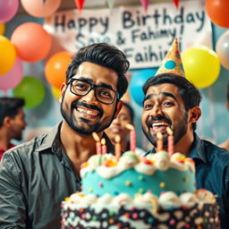 A realistic and humorous birthday celebration featuring Sagar, a serious-looking gangster with a charming smile, and his assistant Fahim, who has a comical expression