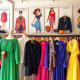 A vibrant and eye-catching advertisement showcasing a collection of stylish, high-quality European second-hand clothing