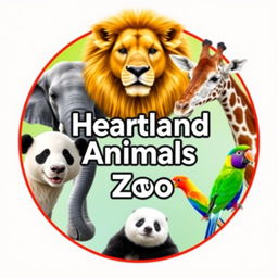 A vibrant and professional circular YouTube channel profile photo for 'Heartland Animals Zoo'