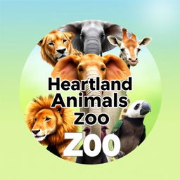 A vibrant and professional circular YouTube channel profile photo for 'Heartland Animals Zoo'