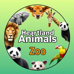 A vibrant and professional circular YouTube channel profile photo for 'Heartland Animals Zoo'