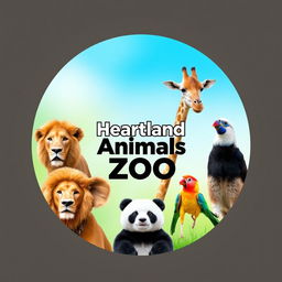 A vibrant and professional circular YouTube channel profile photo for 'Heartland Animals Zoo'