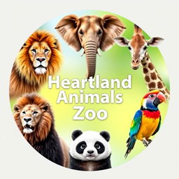 A vibrant and professional circular YouTube channel profile photo for 'Heartland Animals Zoo'