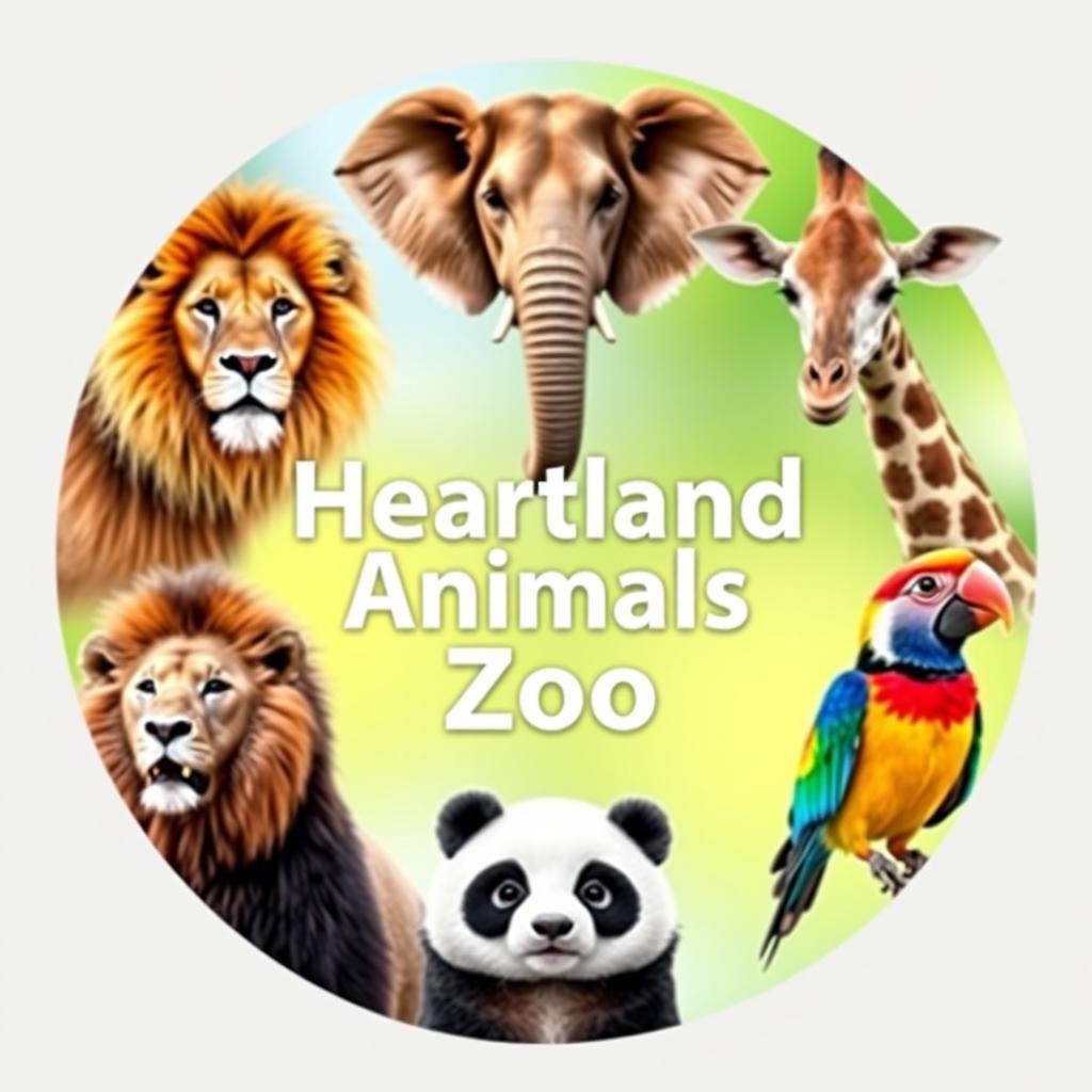 A vibrant and professional circular YouTube channel profile photo for 'Heartland Animals Zoo'