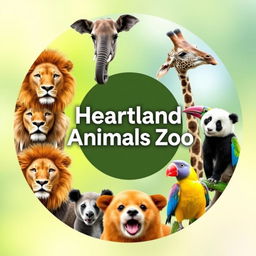 A vibrant and professional circular YouTube channel profile photo for 'Heartland Animals Zoo'