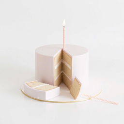 A simple, elegant birthday cake in soft pastel colors featuring a minimalistic design
