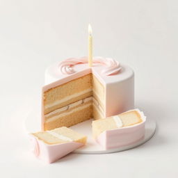 A simple, elegant birthday cake in soft pastel colors featuring a minimalistic design