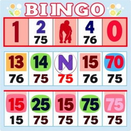A colorful and vibrant bingo card featuring numbers from 1 to 75, arranged in a traditional 5x5 grid pattern