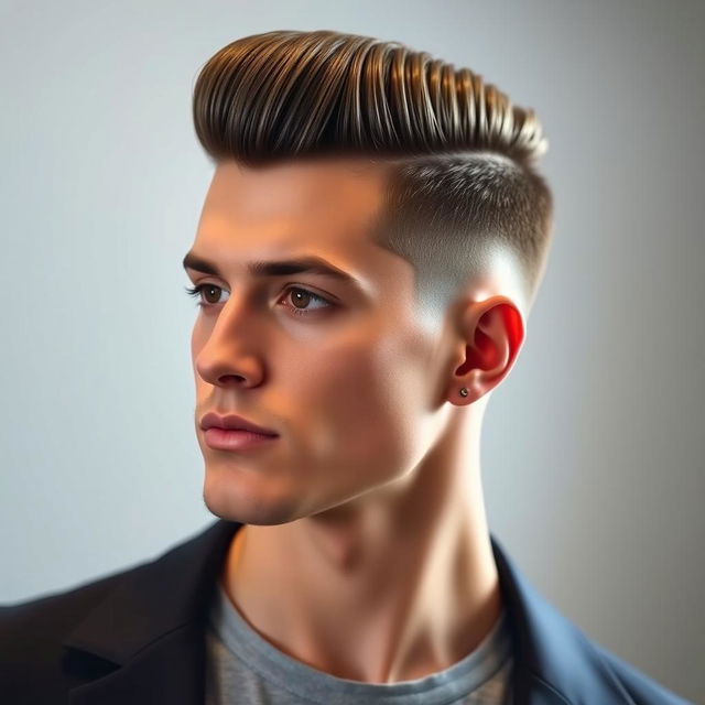 A stylish portrait of a man with a modern hairstyle