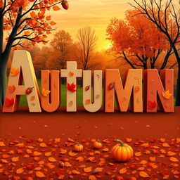A creative and beautifully designed representation of the word 'Autumn' spelled out in large, stylized letters