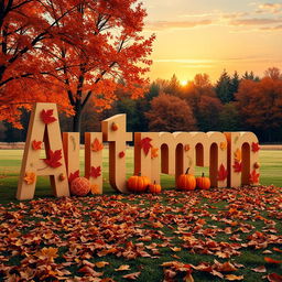 A creative and beautifully designed representation of the word 'Autumn' spelled out in large, stylized letters