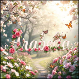 A beautifully crafted representation of the name 'Arabella' spelled out in elegant, flowing letters