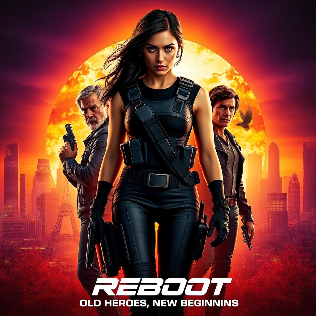 A stylish and modern movie poster for a reboot of a classic action film