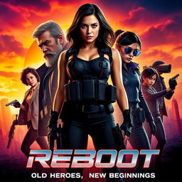 A stylish and modern movie poster for a reboot of a classic action film