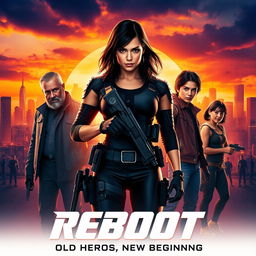 A stylish and modern movie poster for a reboot of a classic action film