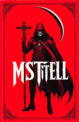 A striking cover image featuring a red background, with the character of Death wielding a scythe standing prominently
