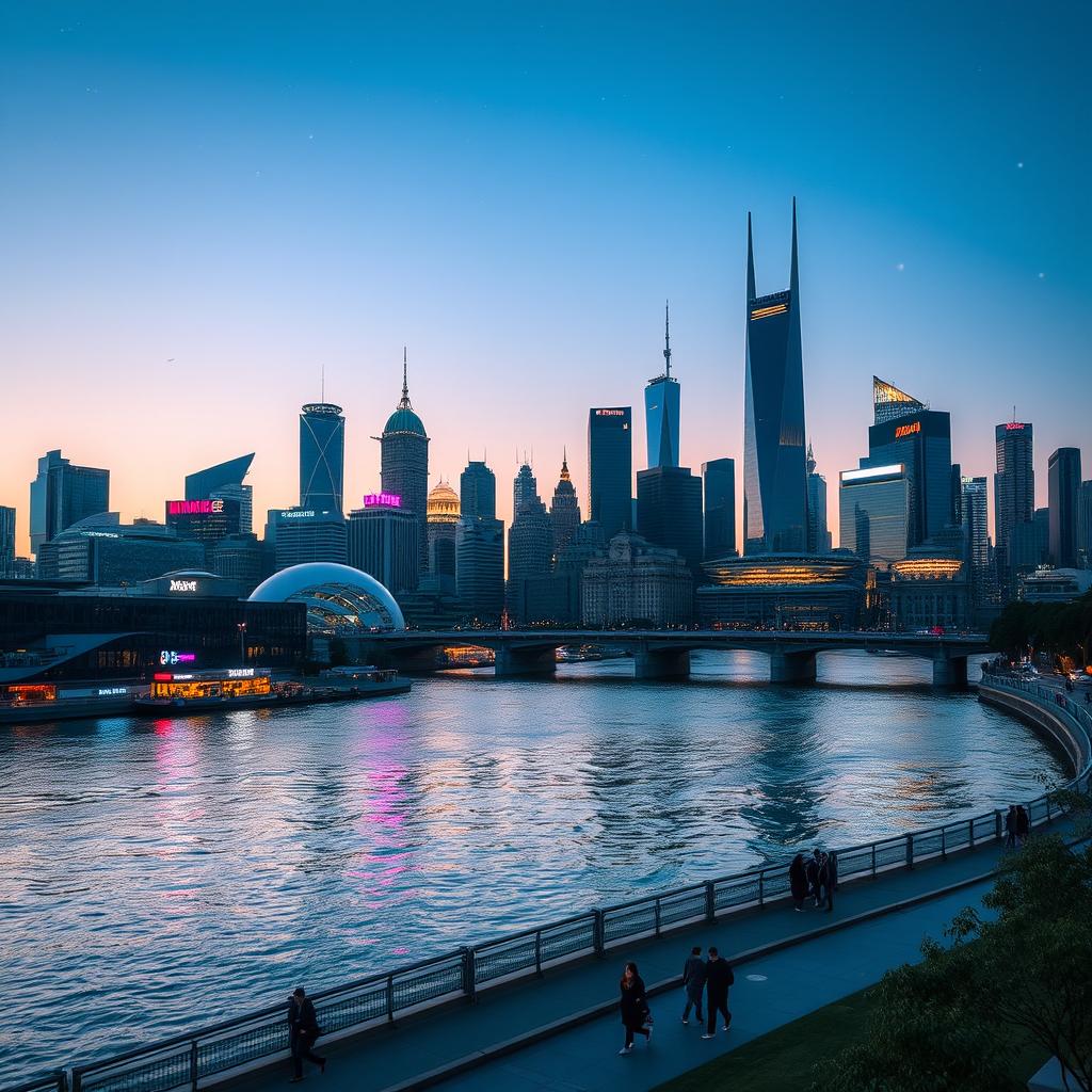 A stunning, modern cityscape during twilight