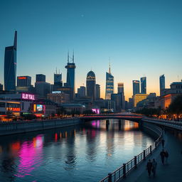 A stunning, modern cityscape during twilight
