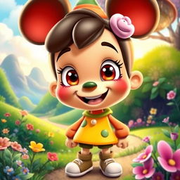 A whimsical Disney cartoon character version of a person, featuring bright colors and an exaggerated, friendly cartoon style