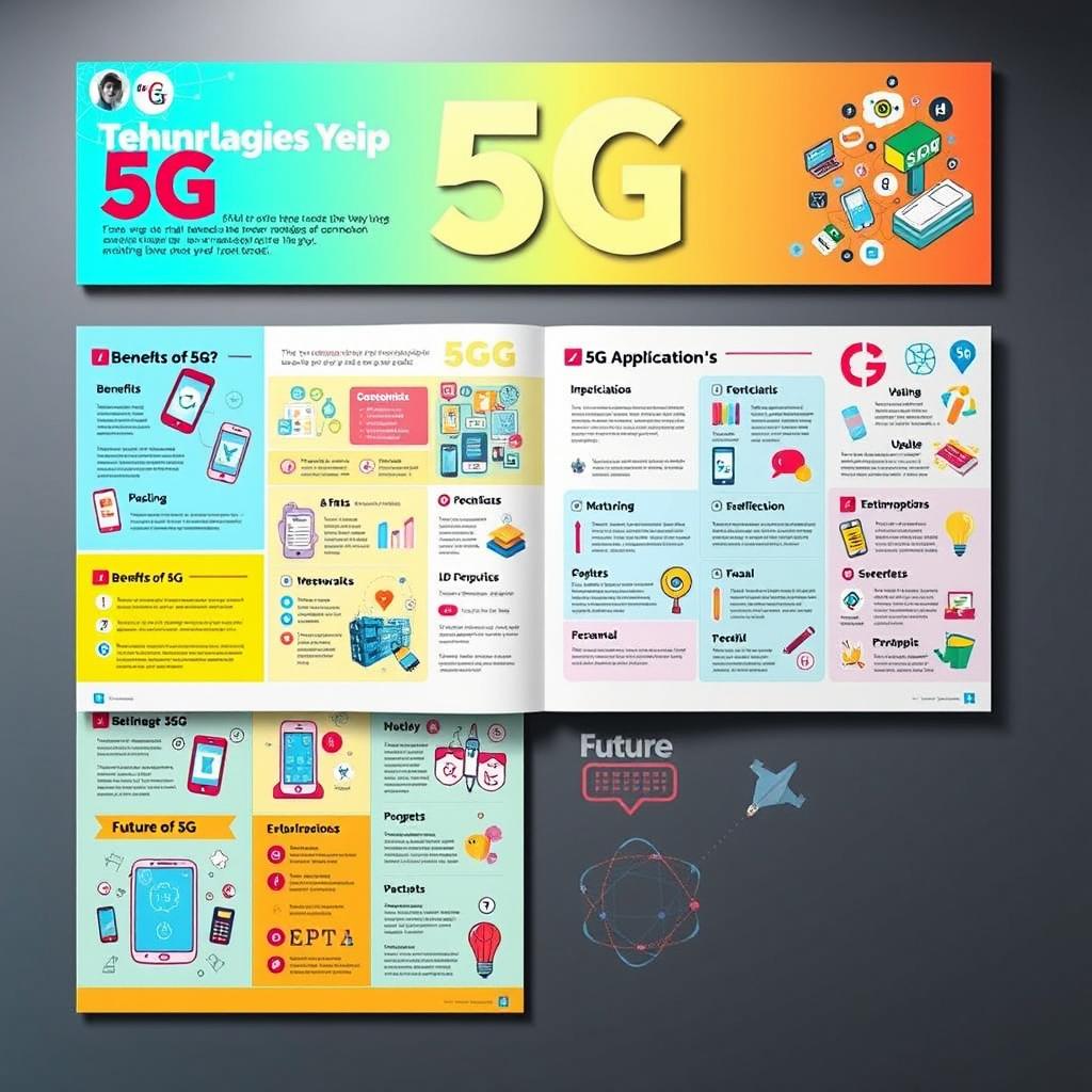 A vibrant and engaging wall magazine design showcasing the latest advancements in 5G technology