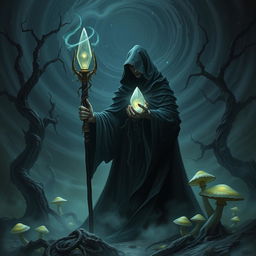 A mythical fantasy realm dominated by a dark, enigmatic figure known as The Shadow