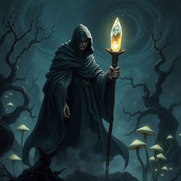 A mythical fantasy realm dominated by a dark, enigmatic figure known as The Shadow