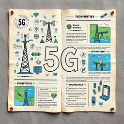 A handmade wall magazine showcasing 5G technology