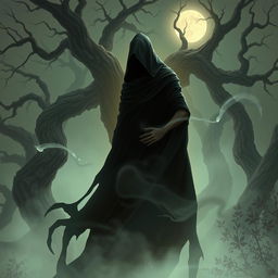A captivating fantasy illustration of ‘The Shadow’ as a mystical entity