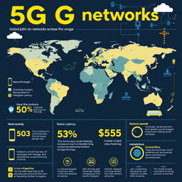 A visually compelling infographic illustrating the global spread of 5G networks across the world, highlighting key regions and their adoption levels