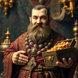 A wealthy Jewish medieval dwarf, exuding confidence and prosperity