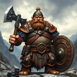 A stout dwarf warrior, showcasing strength and bravery