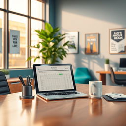 A modern office environment with a sleek and professional aesthetic