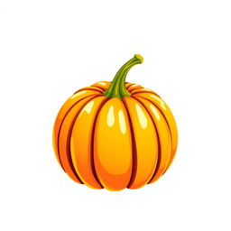 A vibrant and colorful illustration of a single pumpkin, showcasing a variety of colors such as bright orange, yellow, and green, with a smooth, shiny texture and intricate details of the pumpkin's surface, featuring subtle highlights and shadows to create depth, set against a simple white background for easy printing