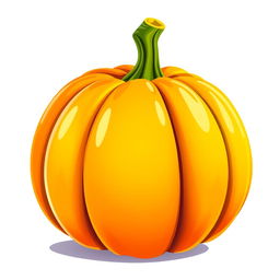 A vibrant and colorful illustration of a single pumpkin, showcasing a variety of colors such as bright orange, yellow, and green, with a smooth, shiny texture and intricate details of the pumpkin's surface, featuring subtle highlights and shadows to create depth, set against a simple white background for easy printing