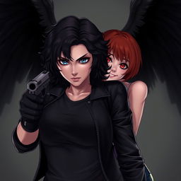 A dramatic scene featuring two heroines