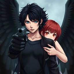A dramatic scene featuring two heroines