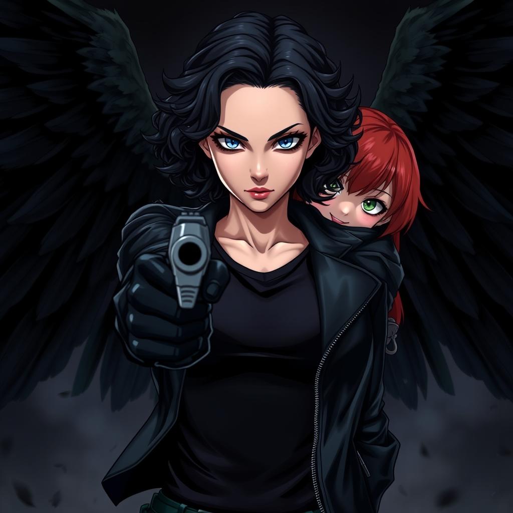 A dramatic scene featuring two heroines