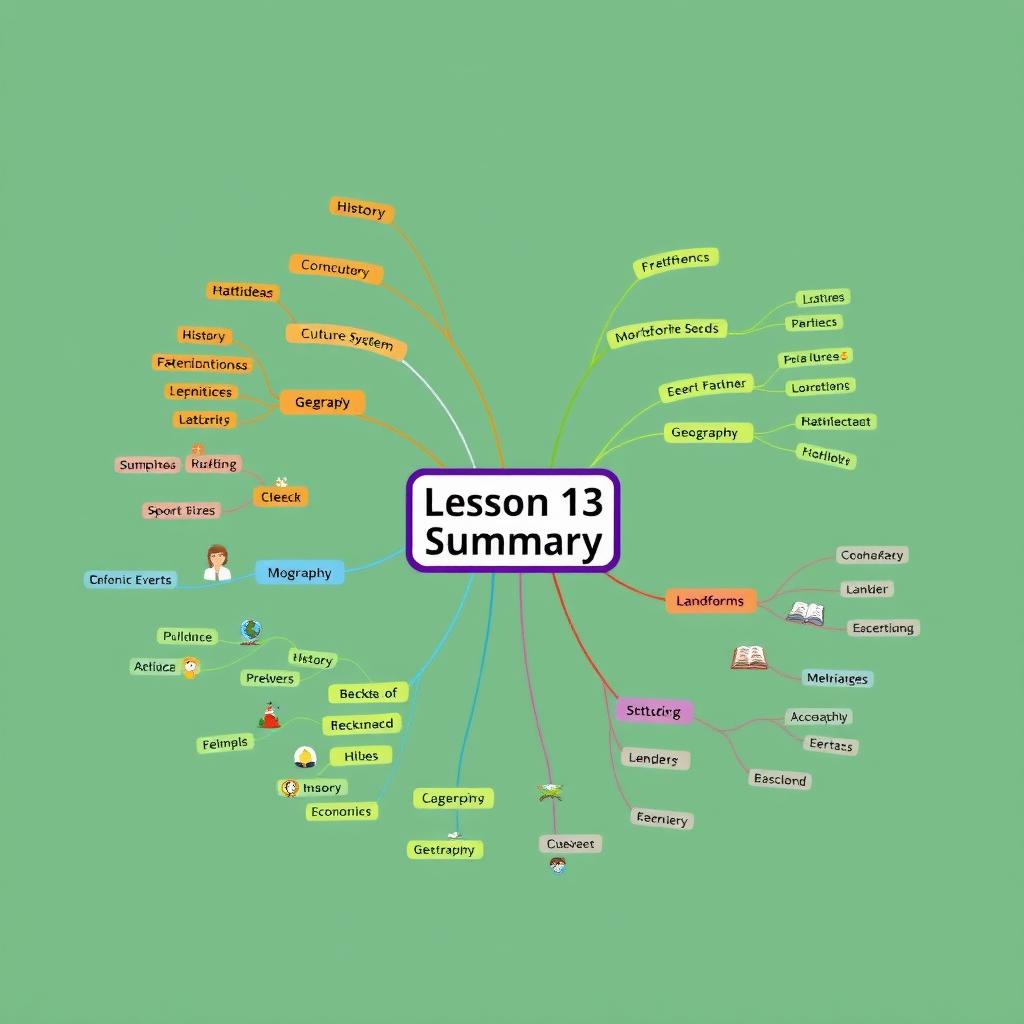 A detailed mind map summarizing Lesson 13 of Social Studies
