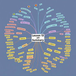 A detailed mind map summarizing Lesson 13 of Social Studies
