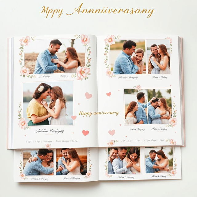 A beautifully designed photo album for a couple's anniversary, featuring 50 pages filled with cherished memories, romantic moments, and heartwarming experiences