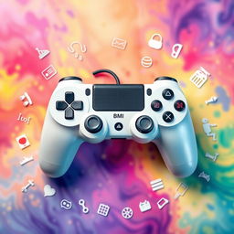 A visually striking representation of a game controller intertwined with a BMI (Body Mass Index) scale