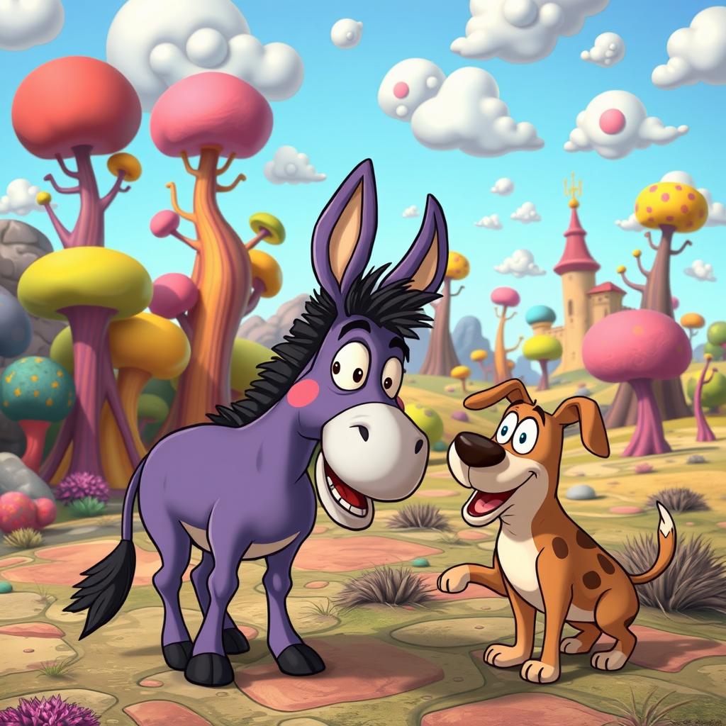 A surreal scene depicting an imaginative and whimsical universe