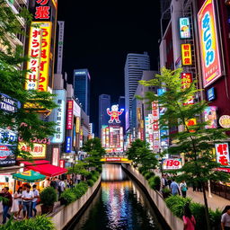 A vibrant and bustling view of Osaka's Dotonbori, capturing the lively atmosphere of this renowned area