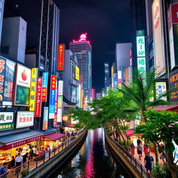 A vibrant and bustling view of Osaka's Dotonbori, capturing the lively atmosphere of this renowned area