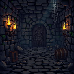 A starting location in a pixel art style dungeon for a 2D game