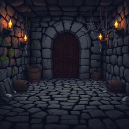 A starting location in a pixel art style dungeon for a 2D game