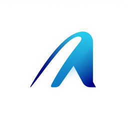 A sleek and modern logo design featuring a stylized letter 'A' that embodies elegance and simplicity, using a gradient of deep blue to teal