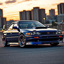 A stunning 1995 Subaru, modified with a cool lowered suspension and stylish wide wheels