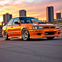 A stunning 1995 Subaru, modified with a cool lowered suspension and stylish wide wheels