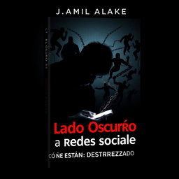 A visually striking book cover titled 'El Lado Oscuro de las Redes Sociales: Cómo Nos Están Destrozando'